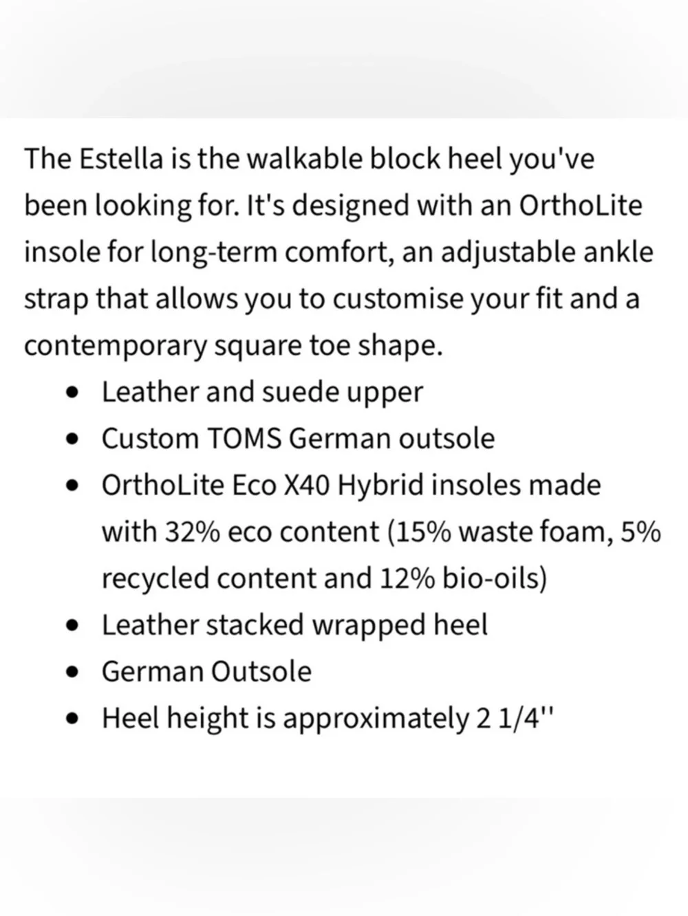 Toms Estella Suede Leather Brown Block Heel Sandal Open Toe Ankle Strap Buckle 6